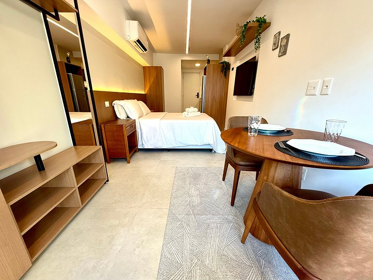 Studio Leblon - Novo, varanda, piscina e gym