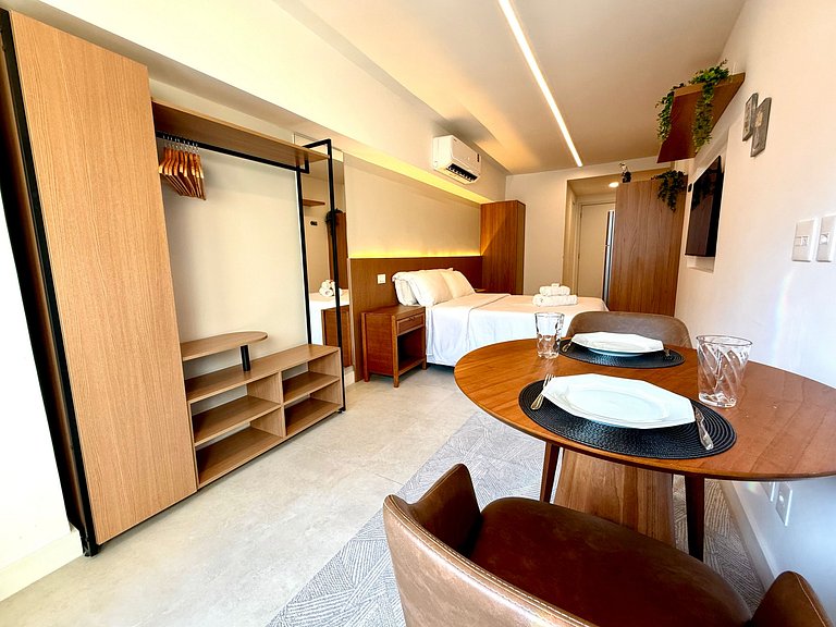 Studio Leblon - Novo, varanda, piscina e gym