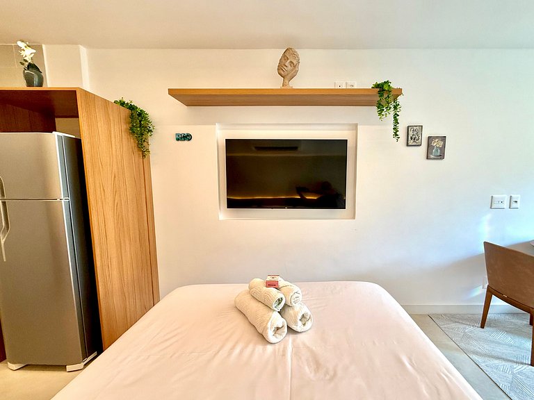 Studio Leblon - Novo, varanda, piscina e gym