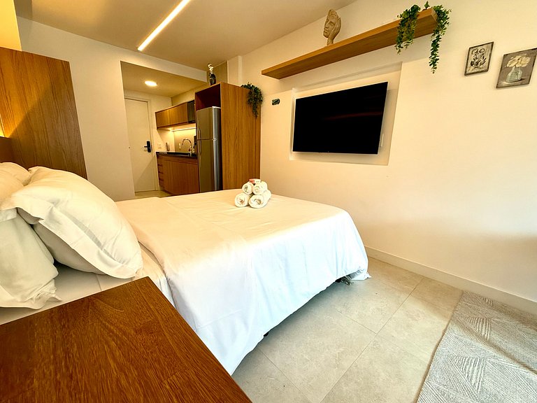 Studio Leblon - Novo, varanda, piscina e gym