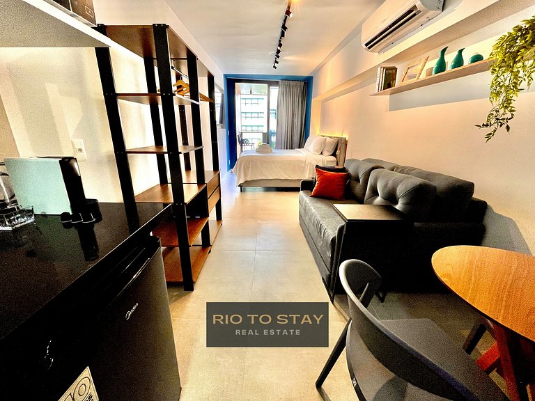 Studio Leblon - Novo, varanda, piscina e gym.