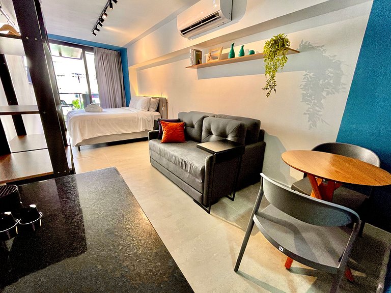 Studio Leblon - Novo, varanda, piscina e gym.