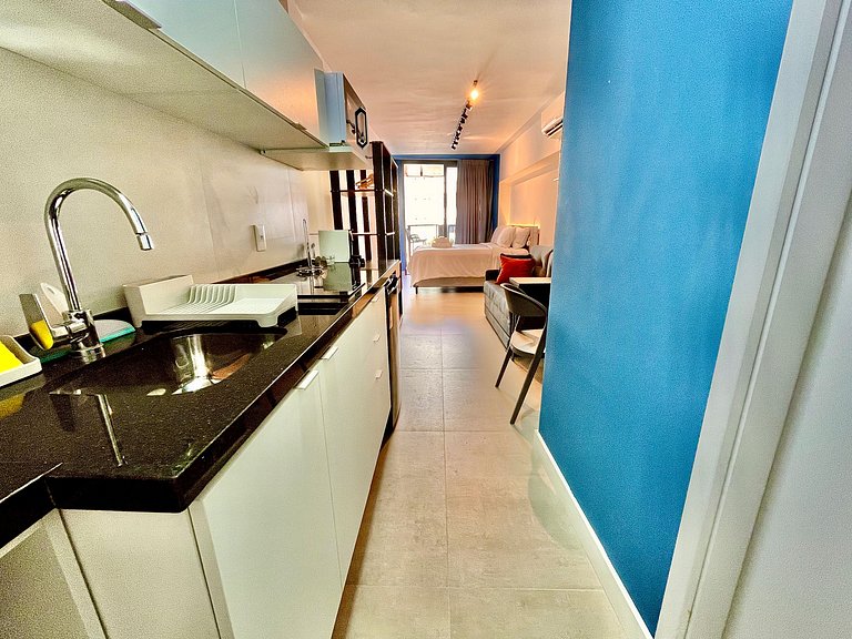 Studio Leblon - Novo, varanda, piscina e gym.