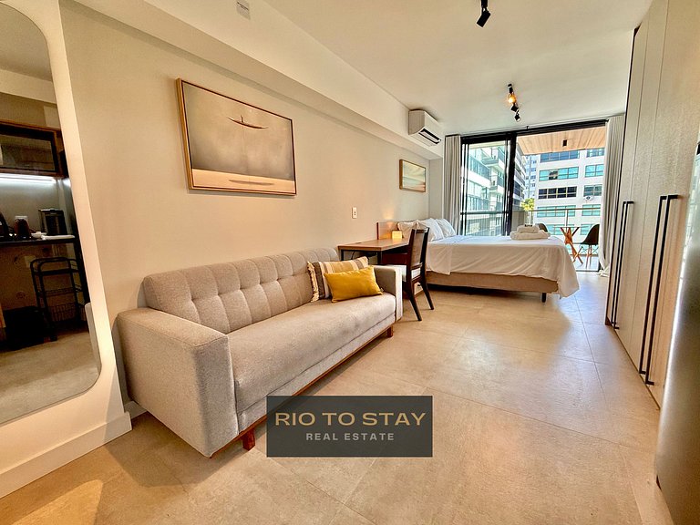 Studio Leblon - Novo, varanda, piscina e gym.