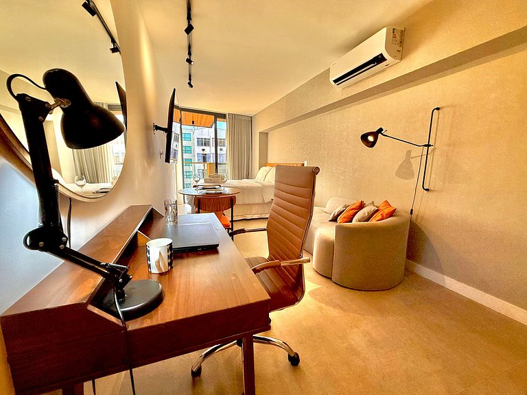 Studio Leblon - Novo, varanda, piscina e gym