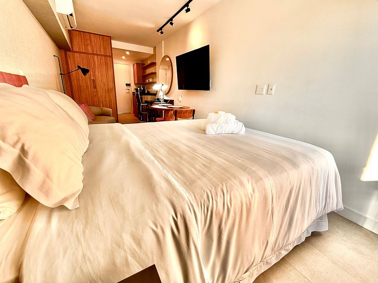 Studio Leblon - Novo, varanda, piscina e gym