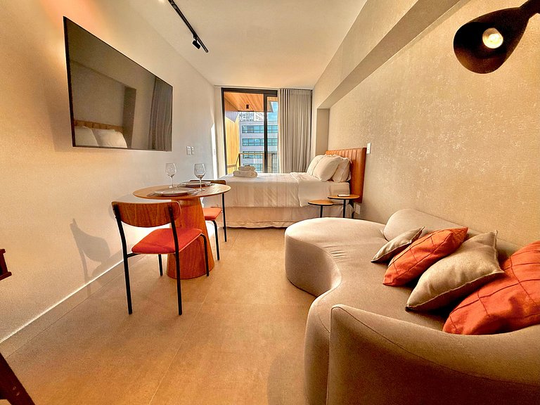 Studio Leblon - Novo, varanda, piscina e gym