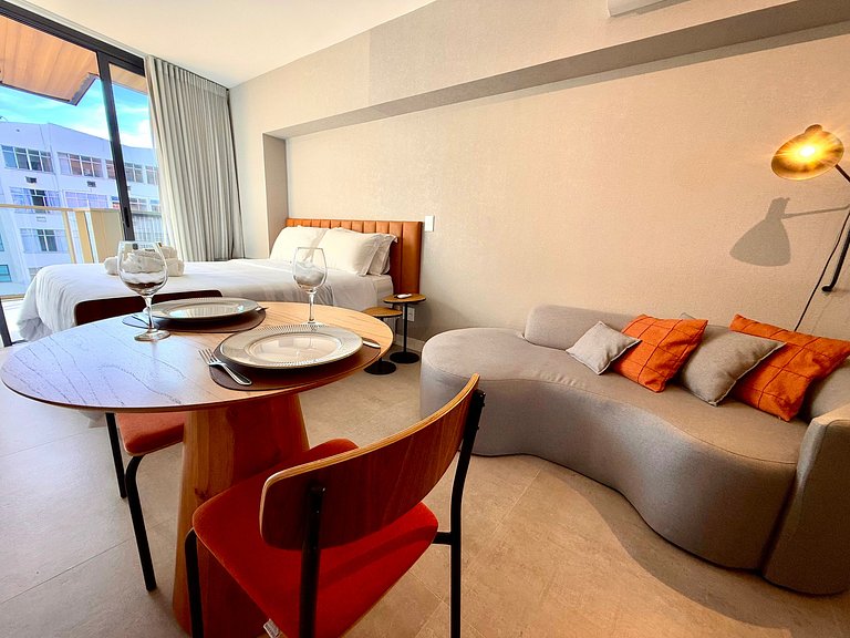 Studio Leblon - Novo, varanda, piscina e gym