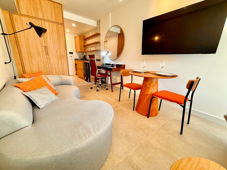 Studio Leblon - Novo, varanda, piscina e gym