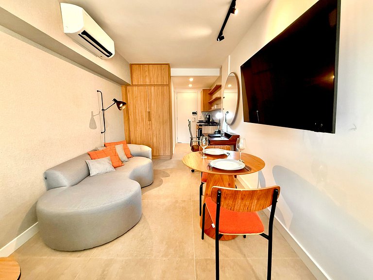 Studio Leblon - Novo, varanda, piscina e gym