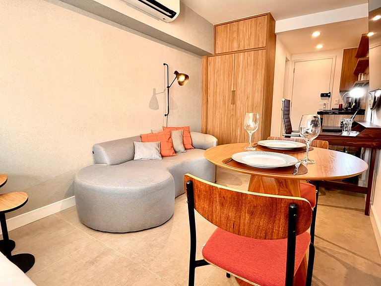 Studio Leblon - Novo, varanda, piscina e gym