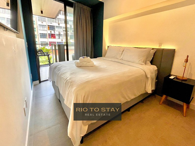 Studio Leblon - Novo, varanda, piscina e gym.