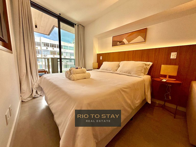 Studio Leblon - Novo, varanda, piscina e gym