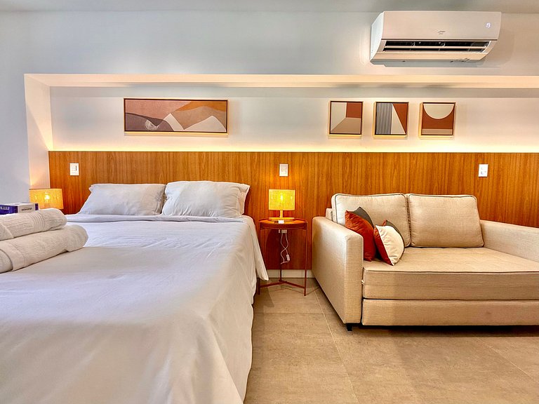 Studio Leblon - Novo, varanda, piscina e gym