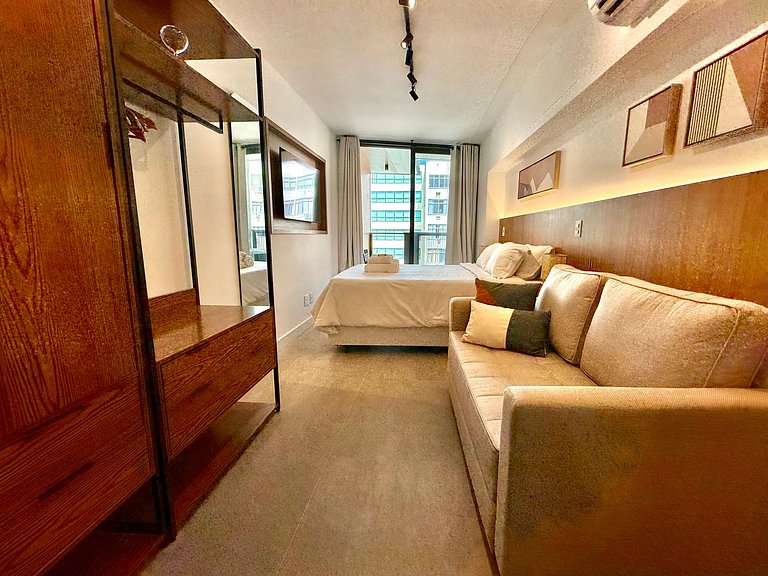 Studio Leblon - Novo, varanda, piscina e gym