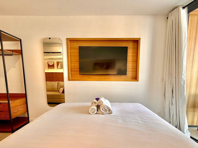 Studio Leblon - Novo, varanda, piscina e gym