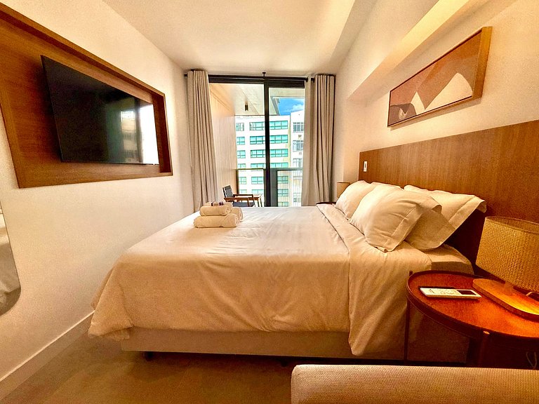 Studio Leblon - Novo, varanda, piscina e gym