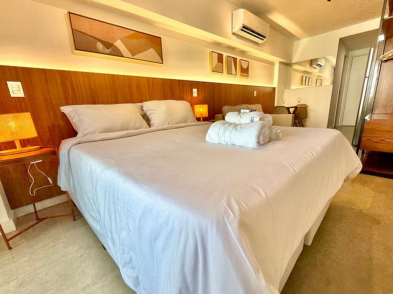 Studio Leblon - Novo, varanda, piscina e gym