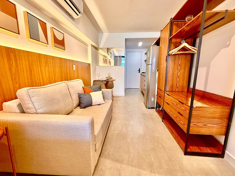 Studio Leblon - Novo, varanda, piscina e gym