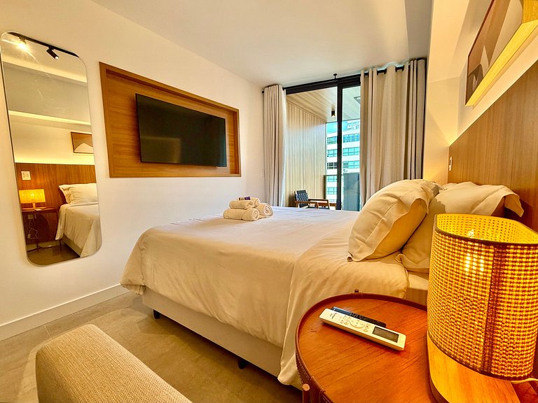 Studio Leblon - Novo, varanda, piscina e gym
