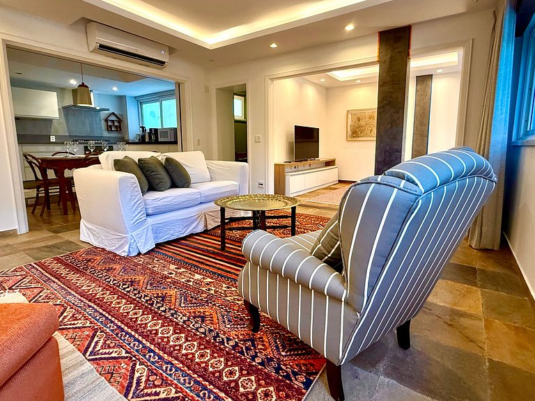 Frente mar, 3 quartos, recepção 24h - Praia Leblon