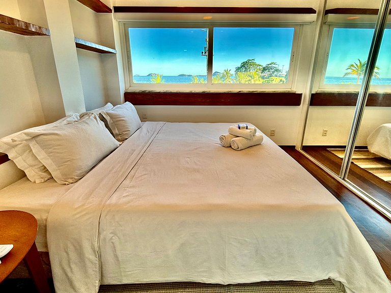 Frente mar, 3 quartos, recepção 24h - Praia Leblon