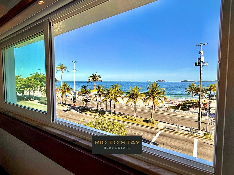 Frente mar, 3 quartos, recepção 24h - Praia Leblon