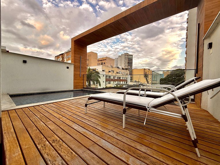 Studio Flamengo - Novo, varanda, piscina e gym
