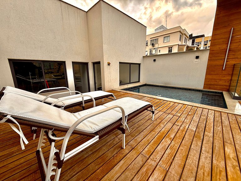 Studio Flamengo - Novo, varanda, piscina e gym