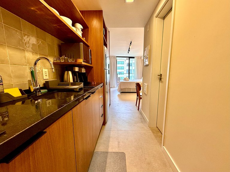 Studio Leblon - Novo, varanda, piscina e gym