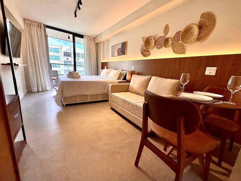Studio Leblon - Novo, varanda, piscina e gym