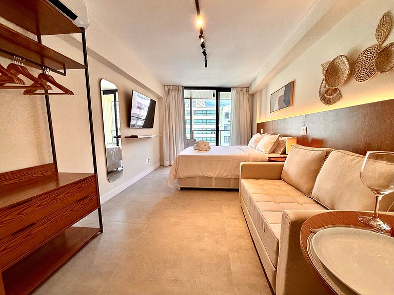 Studio Leblon - Novo, varanda, piscina e gym