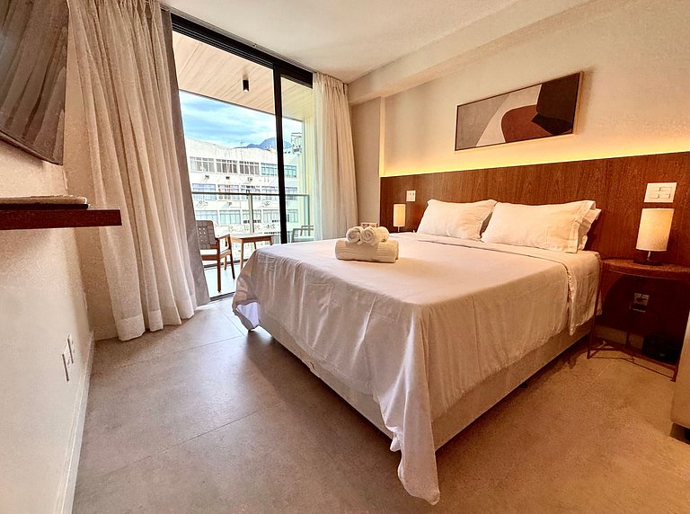 Studio Leblon - Novo, varanda, piscina e gym