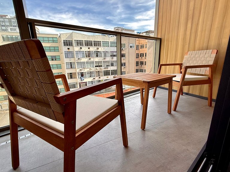 Studio Leblon - Novo, varanda, piscina e gym