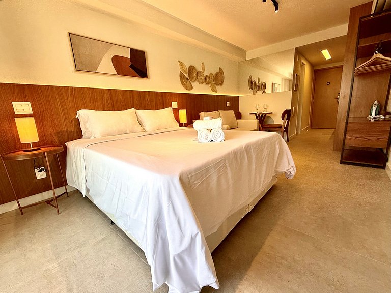 Studio Leblon - Novo, varanda, piscina e gym