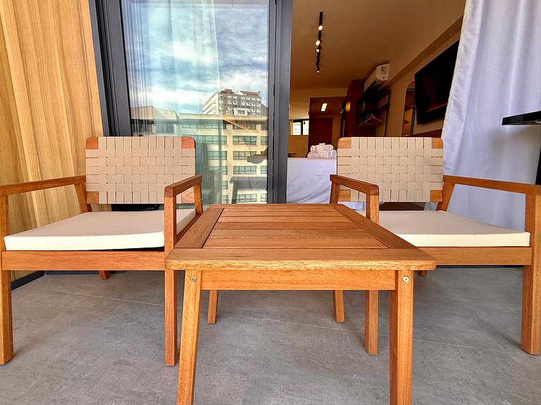 Studio Leblon - Novo, varanda, piscina e gym