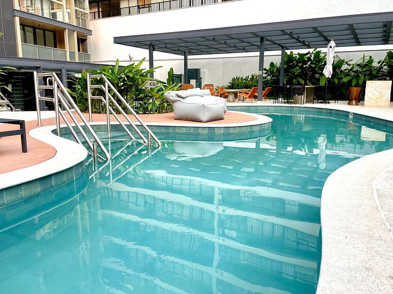 Studio Leblon - Novo, varanda, piscina e gym