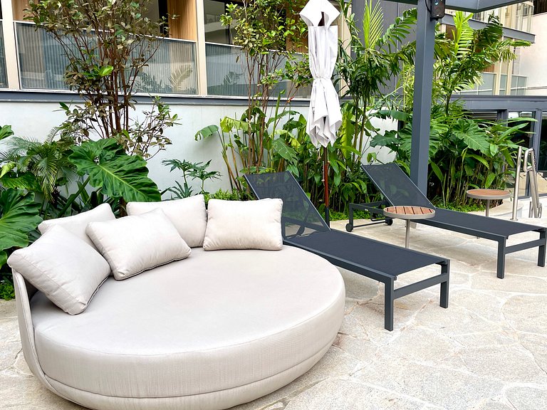 Studio Leblon - Novo, varanda, piscina e gym