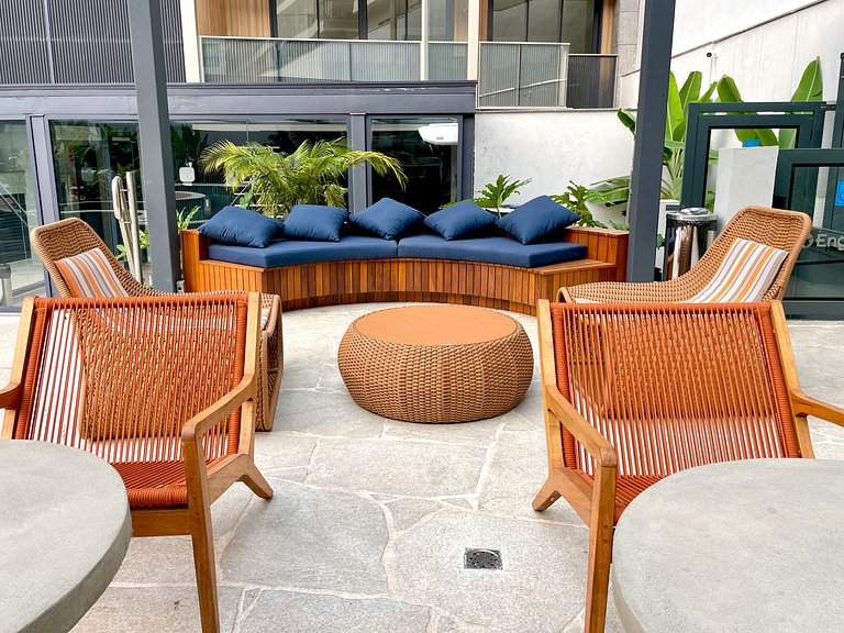Studio Leblon - Novo, varanda, piscina e gym