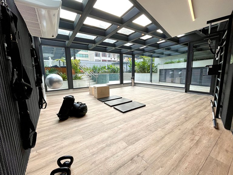 Studio Leblon - Novo, varanda, piscina e gym