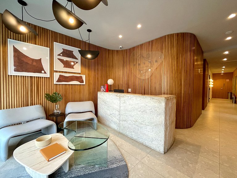 Studio Leblon - Novo, varanda, piscina e gym