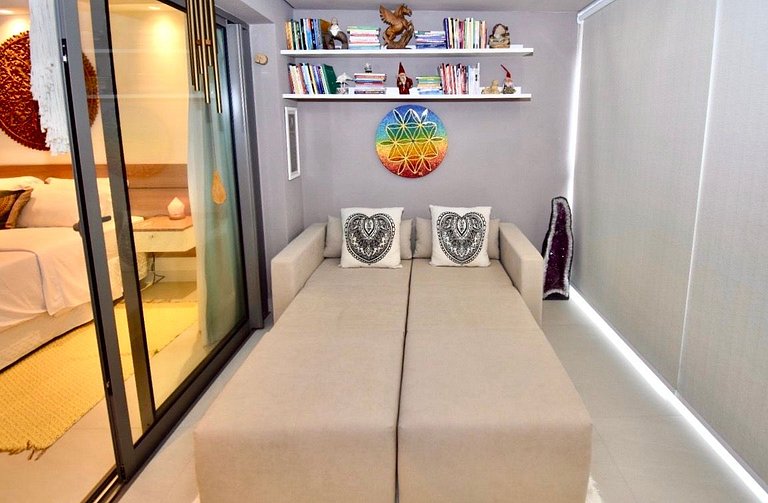 Studio Zen Premium na quadra da praia.