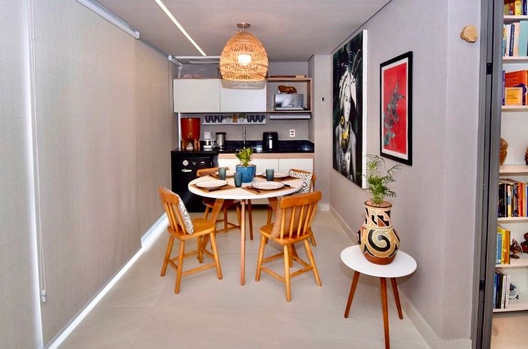 Studio Zen Premium na quadra da praia.